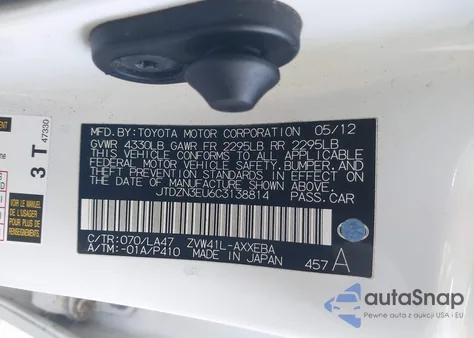 2012 Toyota Prius V Five from USA, damaged, VIN JTDZN3EU6C3138814